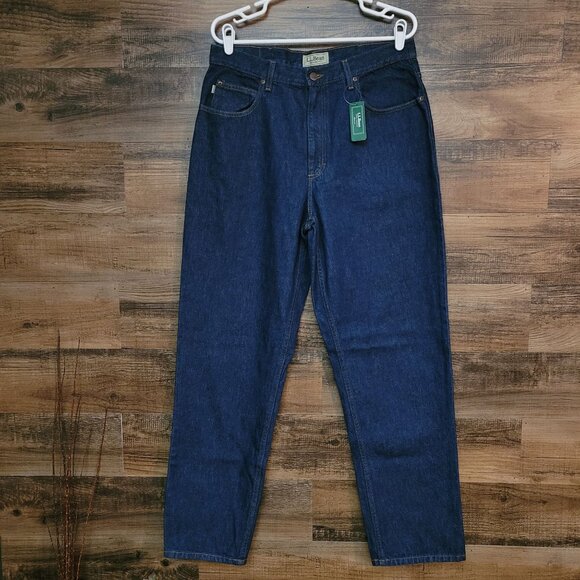 LL Bean Jeans 34x32 Measures 32x32 Relaxed Fit Dbl L Straight Dark Wash NWT - Picture 1 of 10